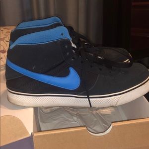 Black and Blue Women’s Size 8 High Top Nike’s